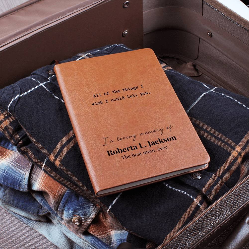All Of The Things - Custom Leather Journal - Remembrance Notebook - Liliana and Liam