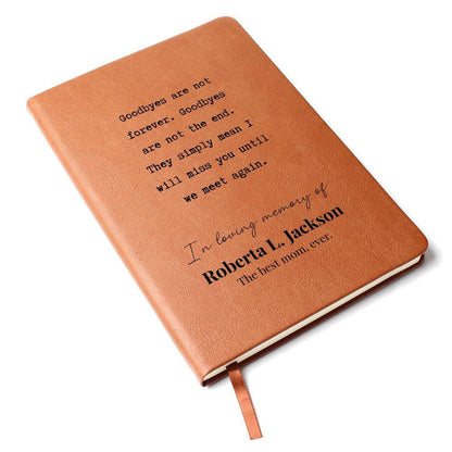 Not The End - Custom Leather Journal - Sympathy, Memorial, Bereavement Notebook - Liliana and Liam