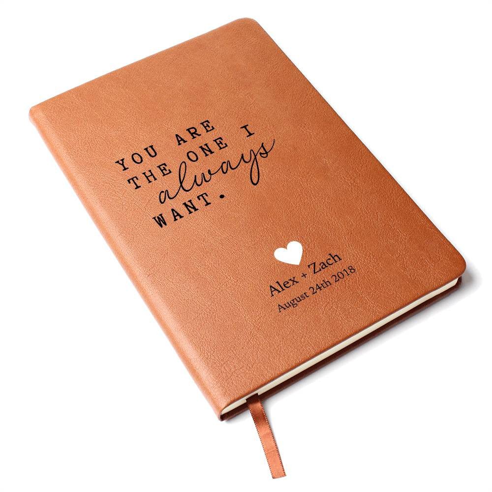 You Are The One - Custom Leather Journal - Love Notebook - Liliana and Liam