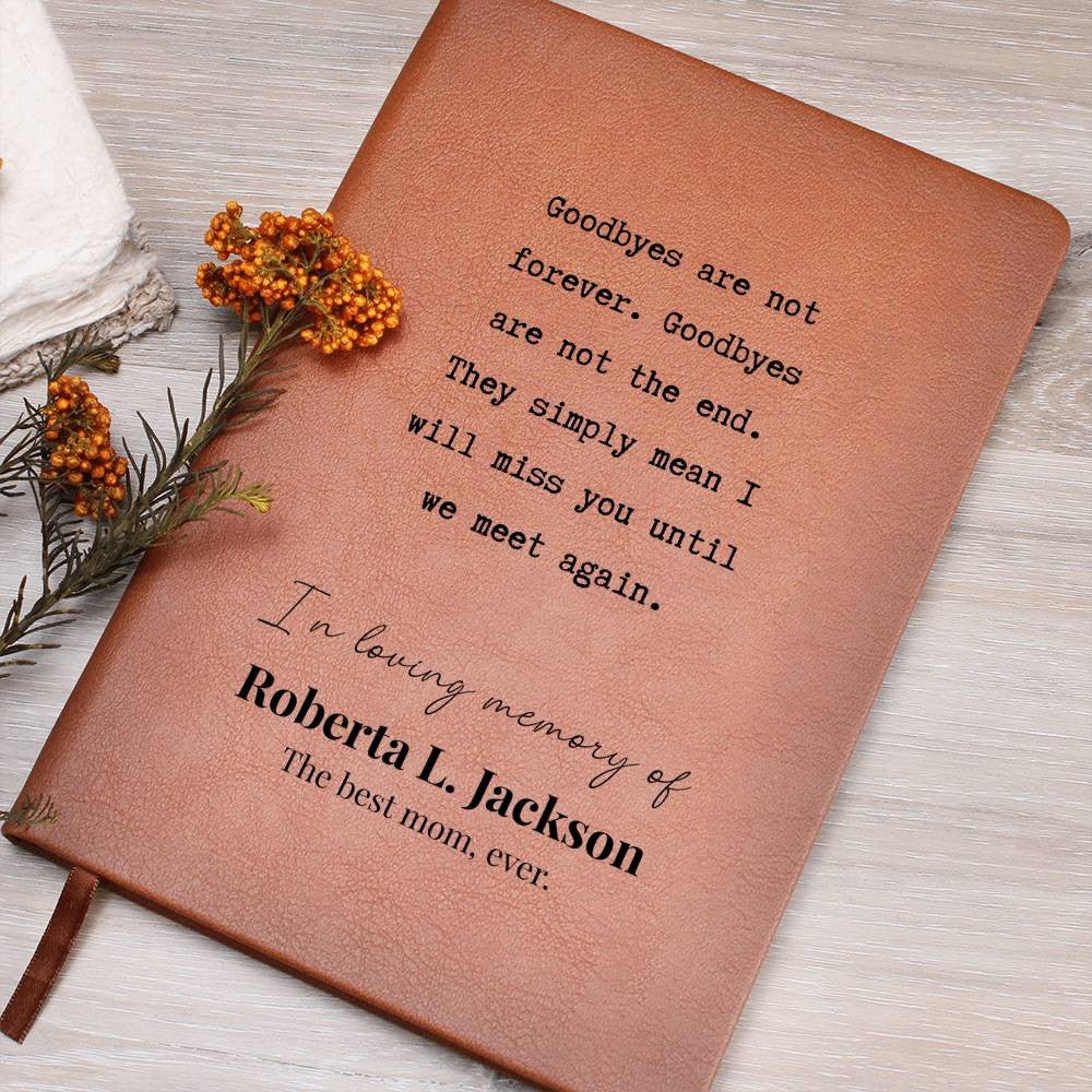 Not The End - Custom Leather Journal - Sympathy, Memorial, Bereavement Notebook - Liliana and Liam
