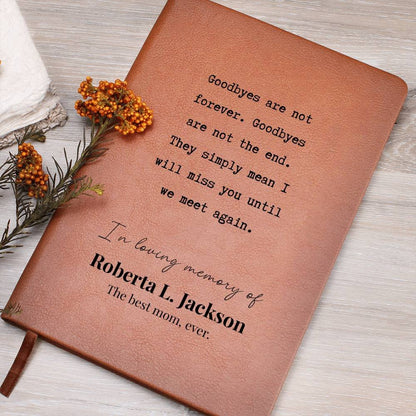 Not The End - Custom Leather Journal - Sympathy, Memorial, Bereavement Notebook - Liliana and Liam