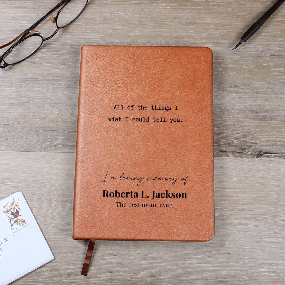 All Of The Things - Custom Leather Journal - Remembrance Notebook - Liliana and Liam