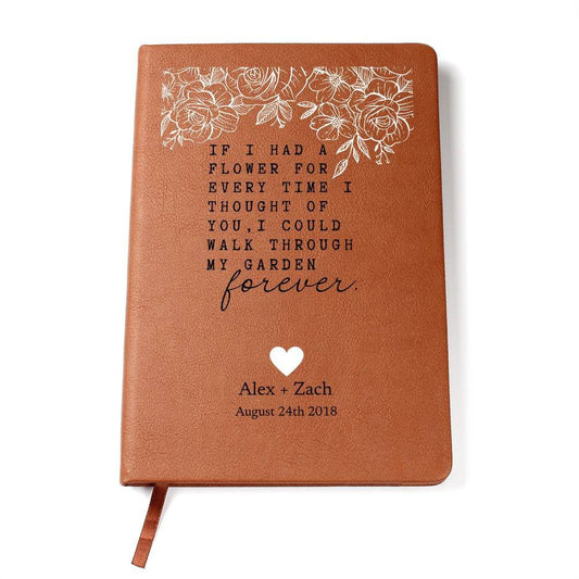 Every Time I Thought Of You - Custom Leather Journal - Love Notebook - Liliana and Liam