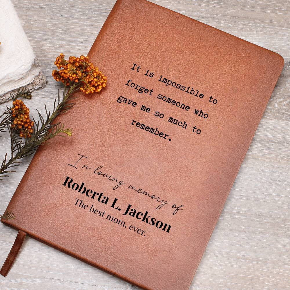 So Much To Remember - Custom Leather Journal - Sympathy, Memorial, Bereavement Notebook - Liliana and Liam