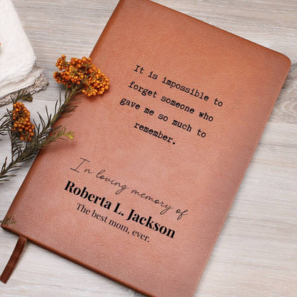 So Much To Remember - Custom Leather Journal - Sympathy, Memorial, Bereavement Notebook - Liliana and Liam