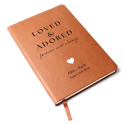 Personalized Leather Journal - Loved And Adored - Custom Leather Notebook