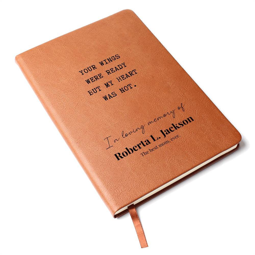 Your Wings Were Ready - Custom Leather Journal - Remembrance Notebook - Liliana and Liam