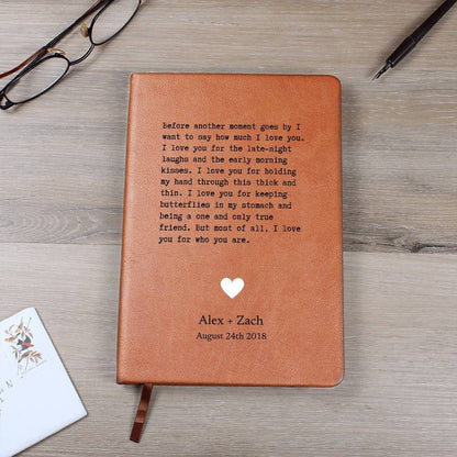 For Who You Are - Custom Leather Journal - Love Notebook - Liliana and Liam