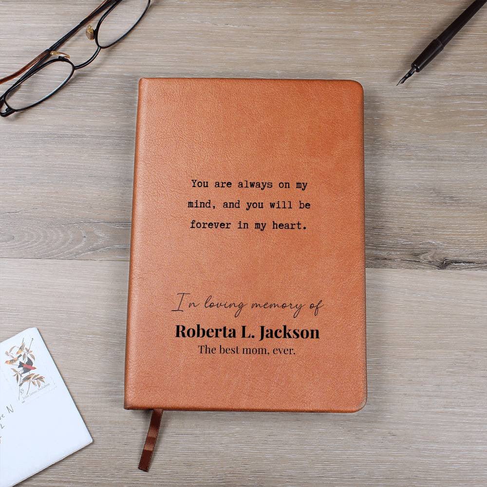 Forever In My Heart - Custom Leather Journal - Sympathy, Memorial, Bereavement Notebook - Liliana and Liam