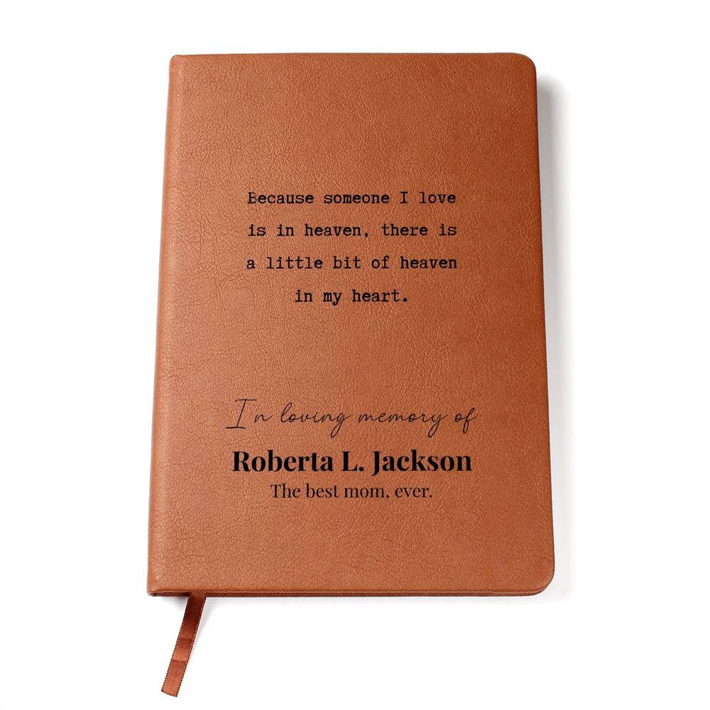 Heaven In My Heart - Custom Leather Journal - Sympathy, Memorial, Bereavement Notebook - Liliana and Liam