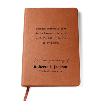Heaven In My Heart - Custom Leather Journal - Sympathy, Memorial, Bereavement Notebook - Liliana and Liam