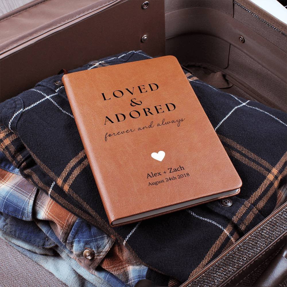 Personalized Leather Journal - Loved And Adored - Custom Leather Notebook