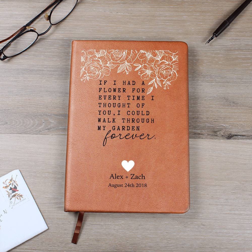 Every Time I Thought Of You - Custom Leather Journal - Love Notebook - Liliana and Liam
