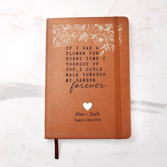 Every Time I Thought Of You - Custom Leather Journal - Love Notebook - Liliana and Liam