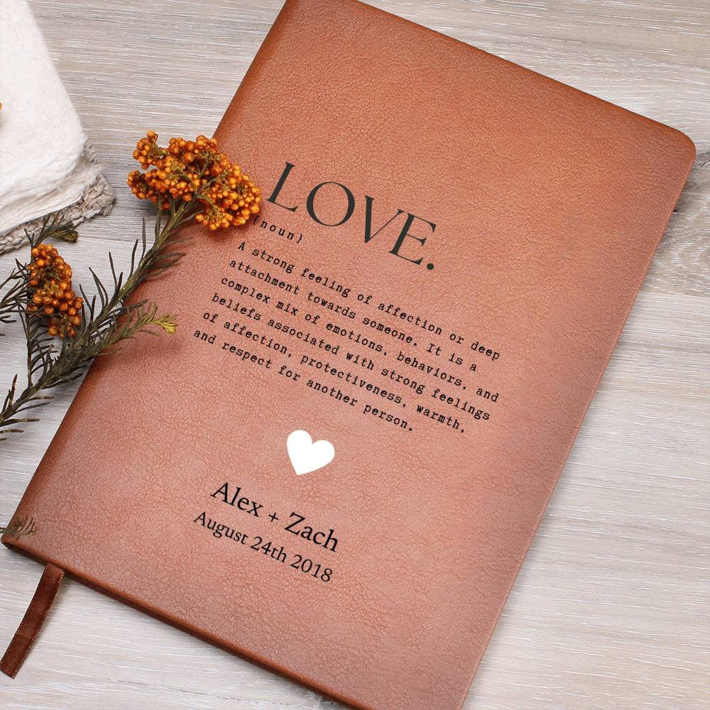 Definition Of Love - Custom Leather Journal - Love Notebook - Liliana and Liam