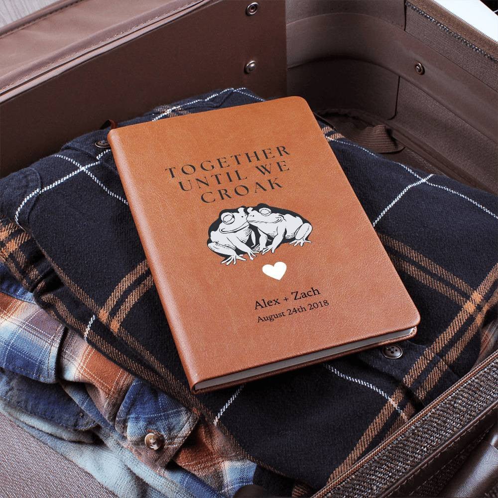 Together Until We Croak - Custom Leather Journal - Couples Notebook - Liliana and Liam