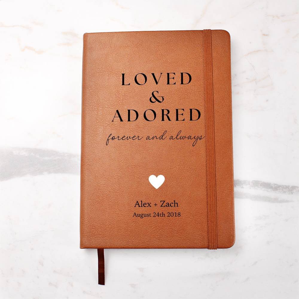 Personalized Leather Journal - Loved And Adored - Custom Leather Notebook