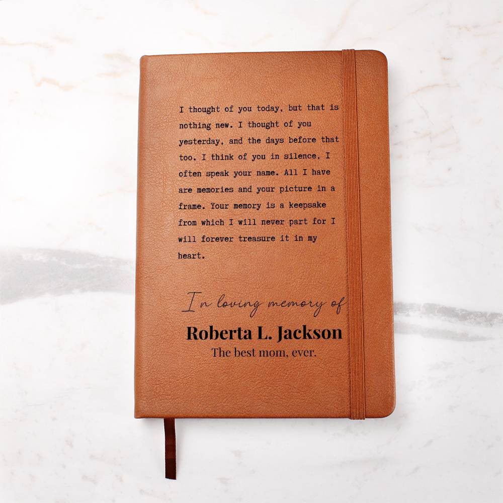 Forever Treasured - Custom Leather Journal - Sympathy, Memorial, Bereavement Notebook - Liliana and Liam