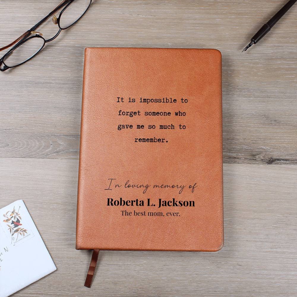 So Much To Remember - Custom Leather Journal - Sympathy, Memorial, Bereavement Notebook - Liliana and Liam