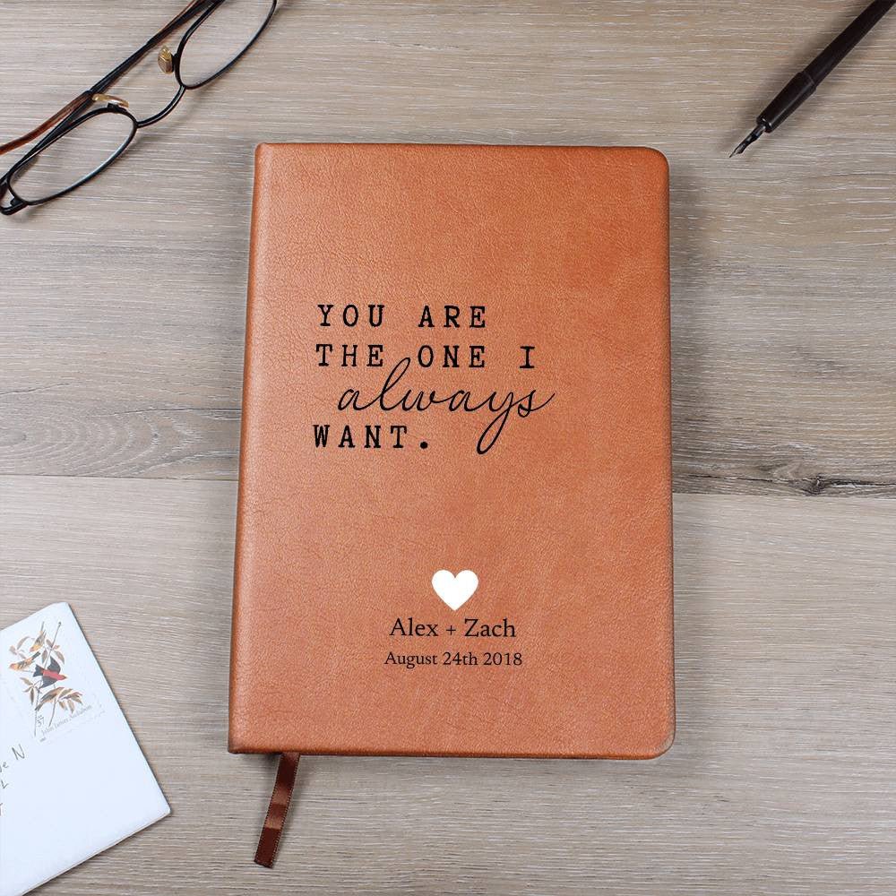 You Are The One - Custom Leather Journal - Love Notebook - Liliana and Liam