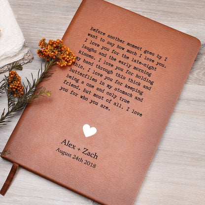 For Who You Are - Custom Leather Journal - Love Notebook - Liliana and Liam