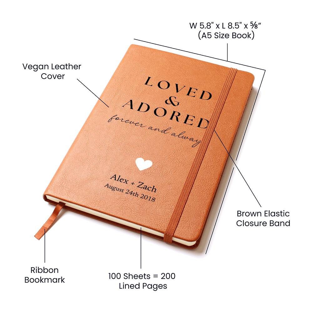 Personalized Leather Journal - Loved And Adored - Custom Leather Notebook