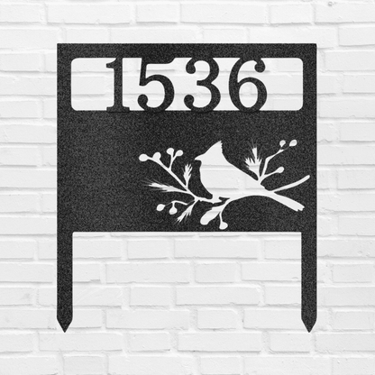 Bird Yard Address Stake - Custom Metal Sign - Yard Art - Liliana and Liam