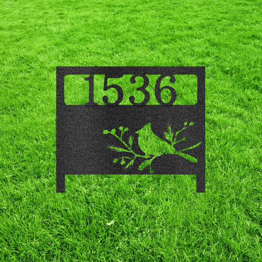 Bird Yard Address Stake - Custom Metal Sign - Yard Art - Liliana and Liam