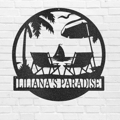 Paradise Monogram - Custom Metal Sign - Wall Art - Liliana and Liam