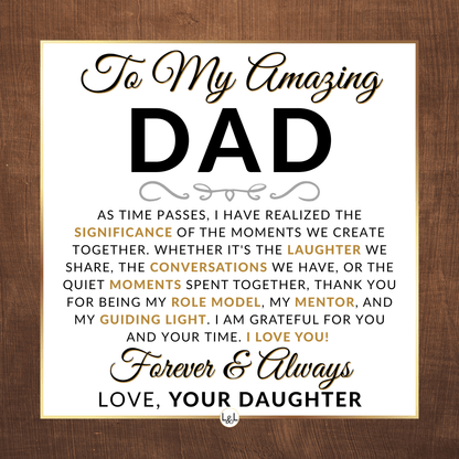 Dad Gift, From Daughter - Men's Openwork Watch + Box - Thoughtful Father's Day, Christmas or Birthday Gift For Him - Liliana and Liam