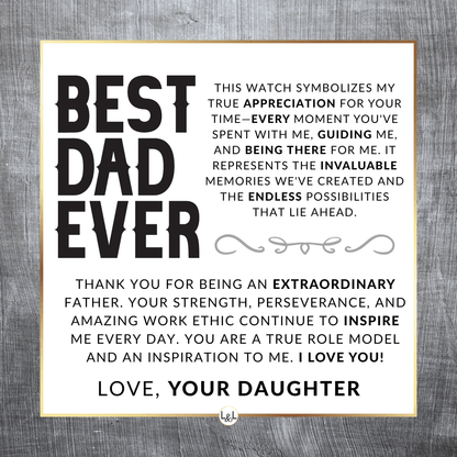 Dad Gift, From His Daughter - Men's Openwork Watch + Box - Thoughtful Father's Day, Christmas or Birthday Gift For Him - Liliana and Liam