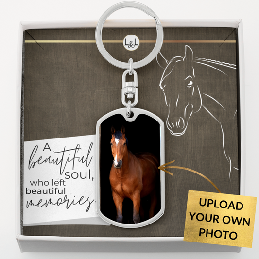Horse Keepsake - A Beautiful Soul - Keychain with Photo - Custom Horse or Equestrian Memorial, Bereavement & Sympathy Gifts