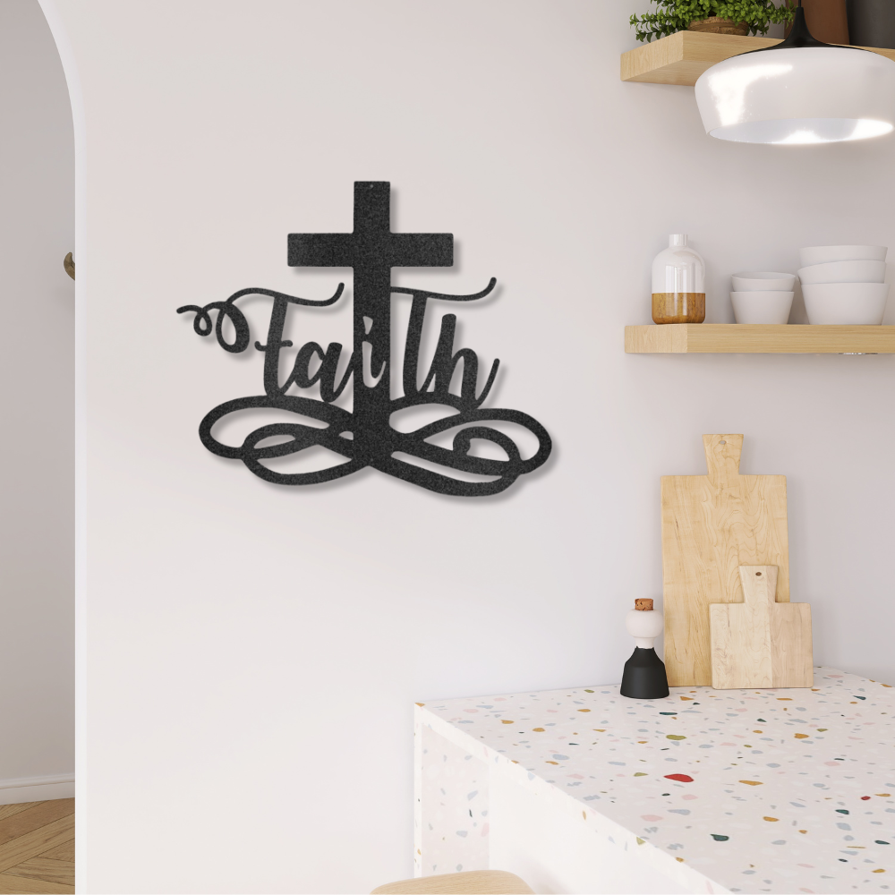 Faith Cross - Custom Metal Sign - Christian Home Décor, Baptism Confirmation PSR Gift, Religious Wall Art