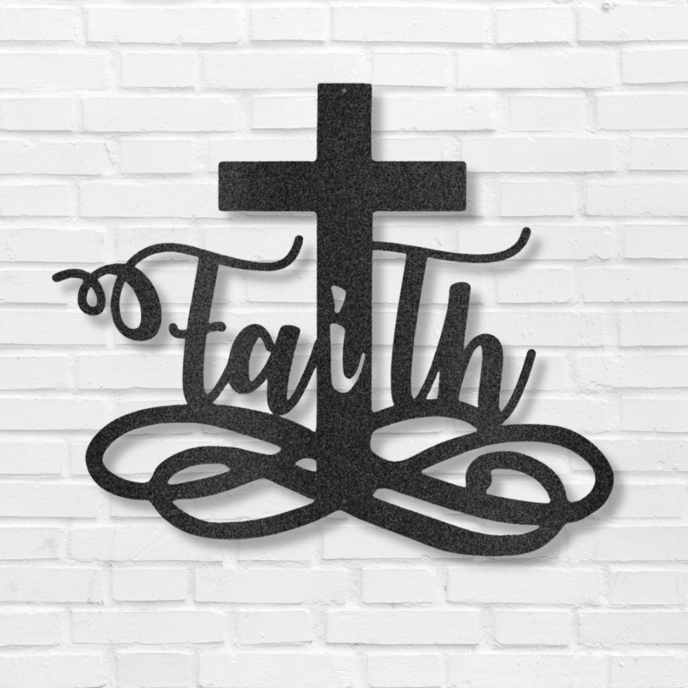Faith Cross - Custom Metal Sign - Christian Home Décor, Baptism Confirmation PSR Gift, Religious Wall Art