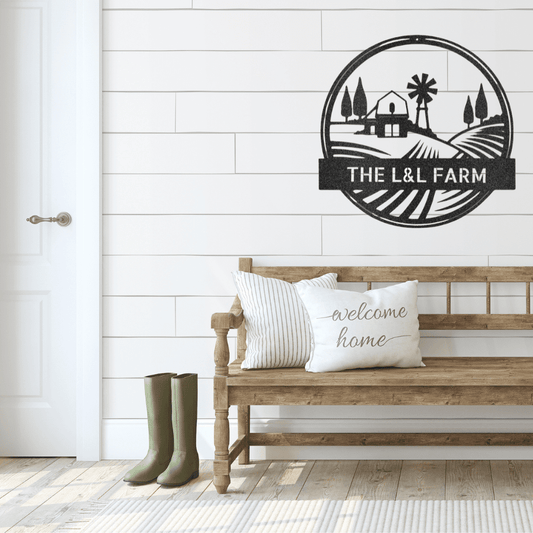 Rolling Fields Monogram - Custom Metal Sign - Wall Art - Liliana and Liam