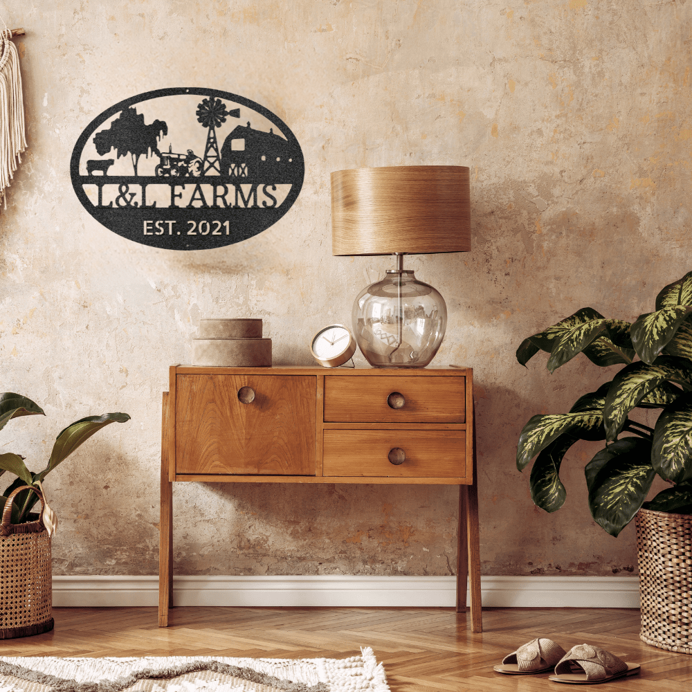 Simple Farm Monogram - Steel Sign – Liliana and Liam