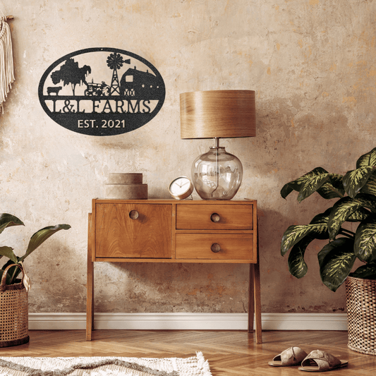 Farm Monogram - Custom Metal Sign - Barn Wall Art - Liliana and Liam