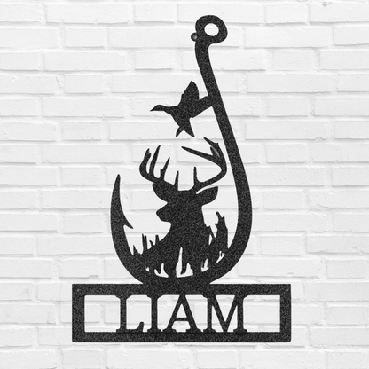 Outdoorsman Monogram 2 - Custom Metal Sign - Wall Art - Liliana and Liam