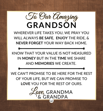 Never Forget Your Way Home - Men's Openwork Skeleton Watch + LED Watch Box - Gift For Our Grandson From Grandparents - Liliana and Liam