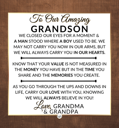 We Closed Our Eyes - Men's Openwork Skeleton Watch + LED Watch Box - Gift For Our Grandson From Grandparents - Liliana and Liam