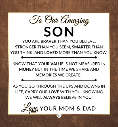 Carry Our Love With You - Men's Openwork Skeleton Watch + LED Watch Box - Gift For Our Son From His Mom and Dad - Liliana and Liam