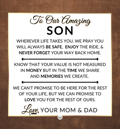 Never Forget Your Way Home - Men's Openwork Skeleton Watch + LED Watch Box - Gift For Our Son From His Mom and Dad - Liliana and Liam