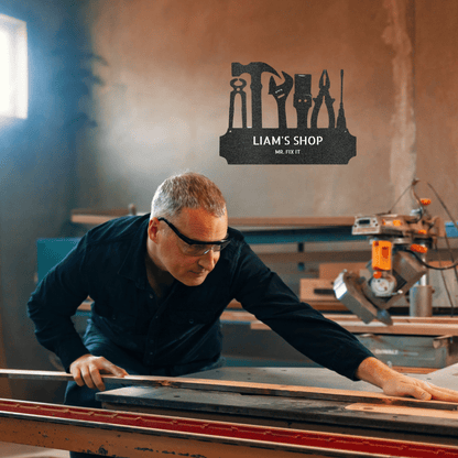 Workshop Sign - Custom Metal Sign - Garage Wall Art - Liliana and Liam
