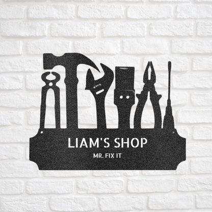 Workshop Sign - Custom Metal Sign - Garage Wall Art - Liliana and Liam