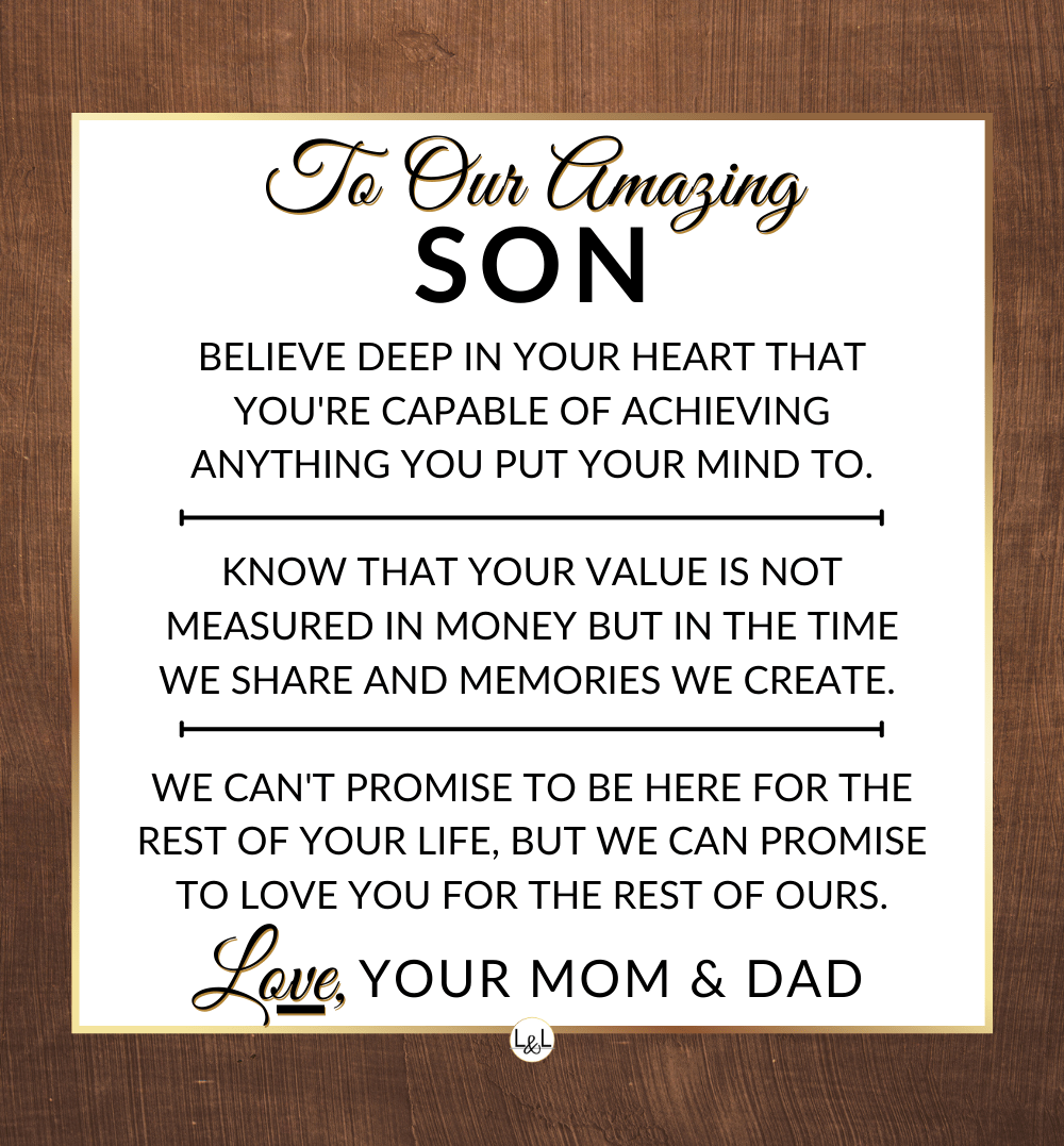 Son Gift From Mom and Dad - You Can Achieve Anything - Men's Openwork Skeleton Watch + LED Watch Box - Great Christmas, Birthday, or Graduation Gift - Liliana and Liam