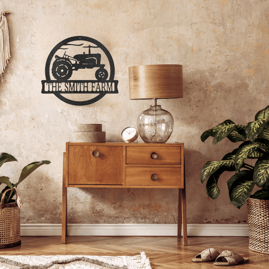 Old Tractor Monogram - Custom Metal Sign - Farm Wall Art - Liliana and Liam
