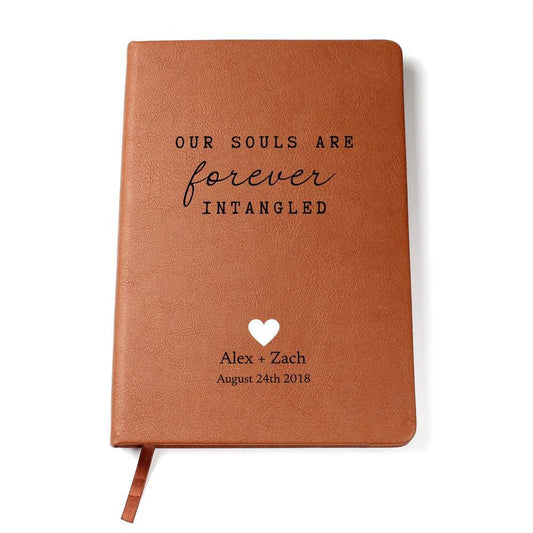 Our Souls - Custom Leather Journal - Love Notebook - Liliana and Liam