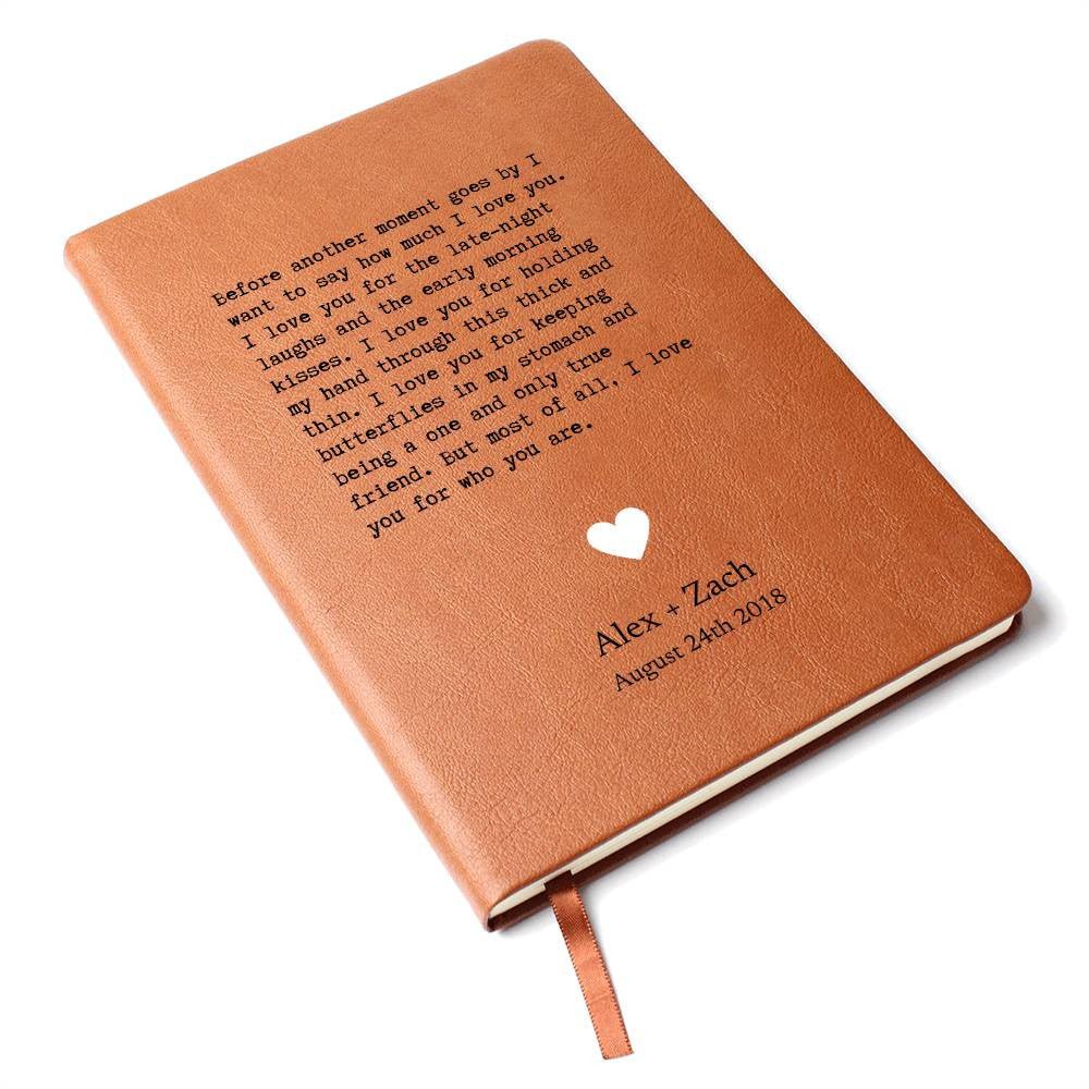 For Who You Are - Custom Leather Journal - Love Notebook - Liliana and Liam