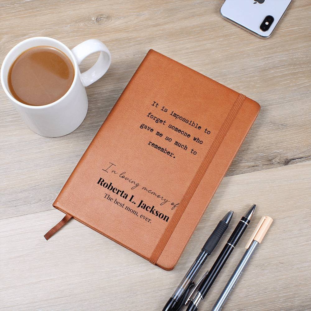 So Much To Remember - Custom Leather Journal - Sympathy, Memorial, Bereavement Notebook - Liliana and Liam