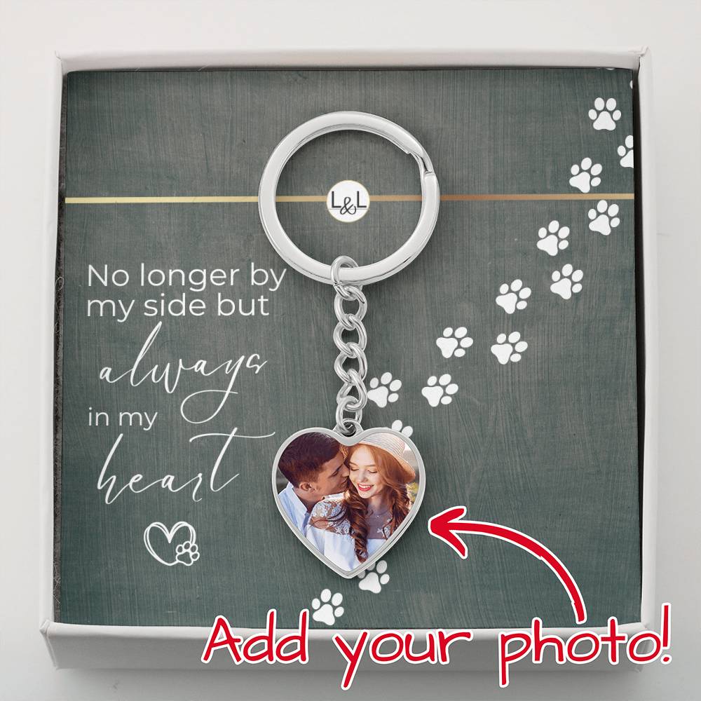 Dog Loss Gift - Always In My Heart - Photo Heart Keychain - Custom Dog Remembrance, Bereavement & Sympathy Gift